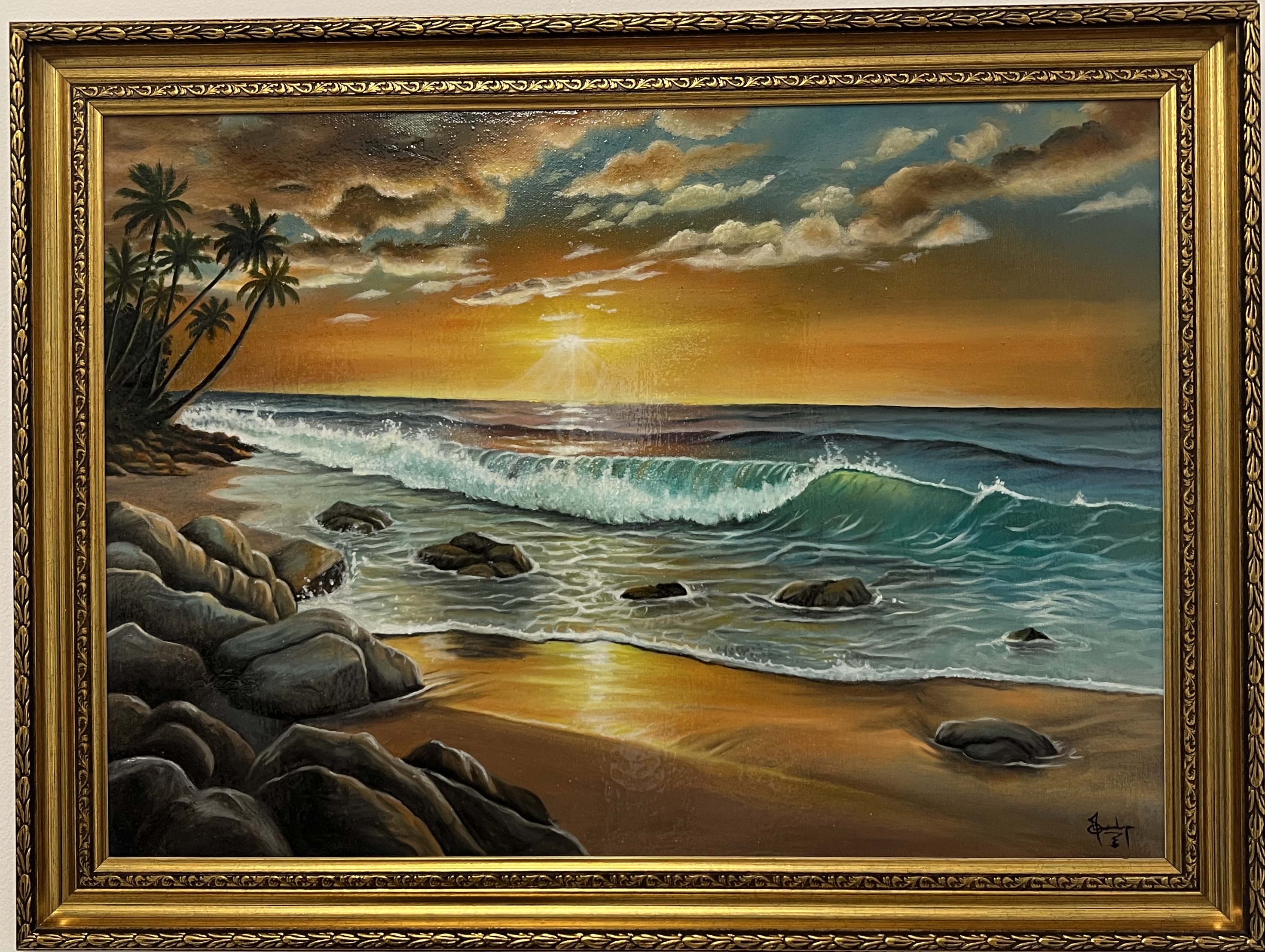 Tropical Sunset oil painting by Sandhya Swaminathan