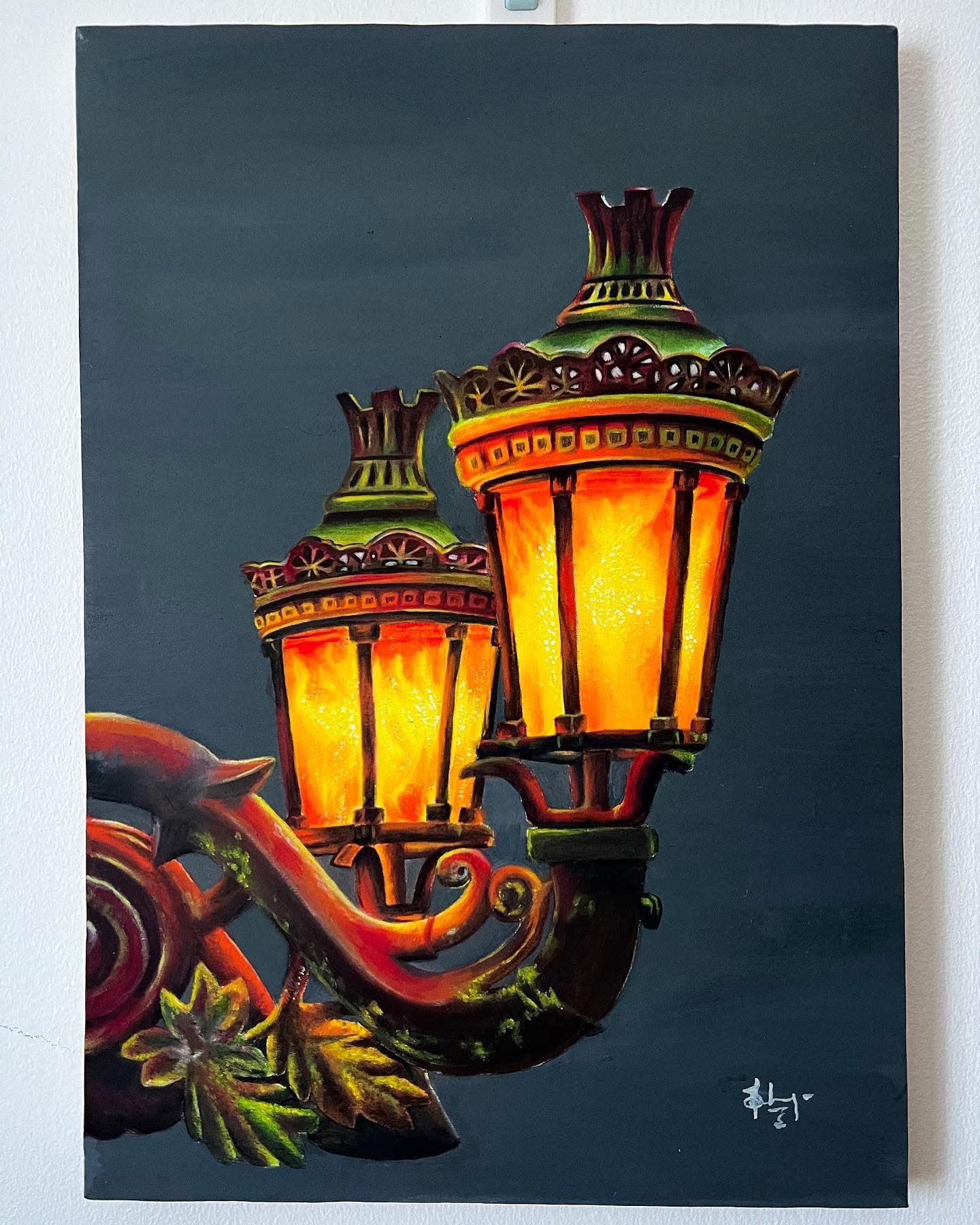 Lamp — painting by Sandhya Swaminathan
