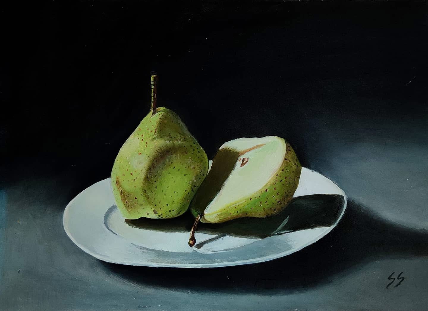 Pear — painting by Sandhya Swaminathan