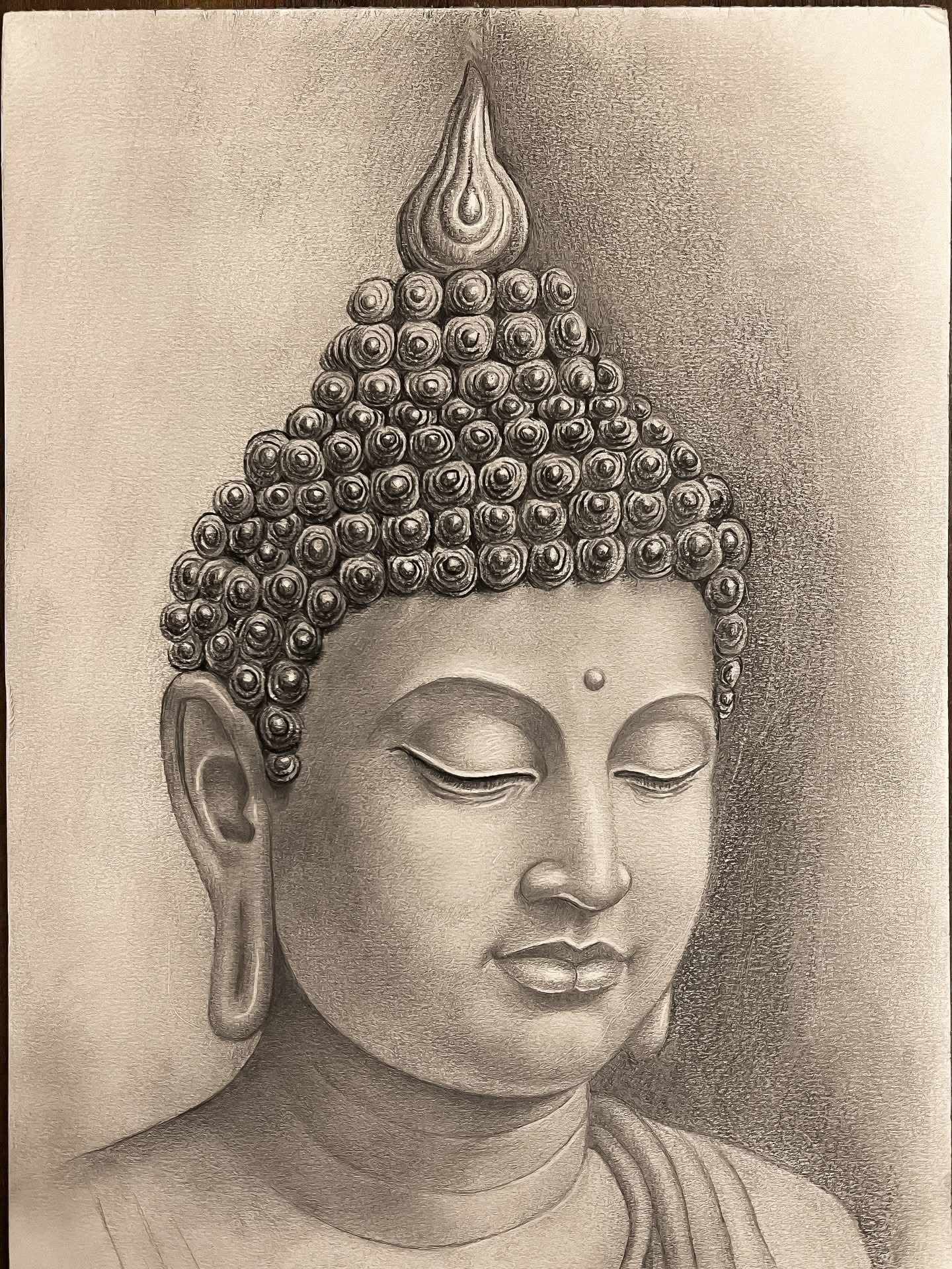 Buddha — pencil by Sandhya Swaminathan