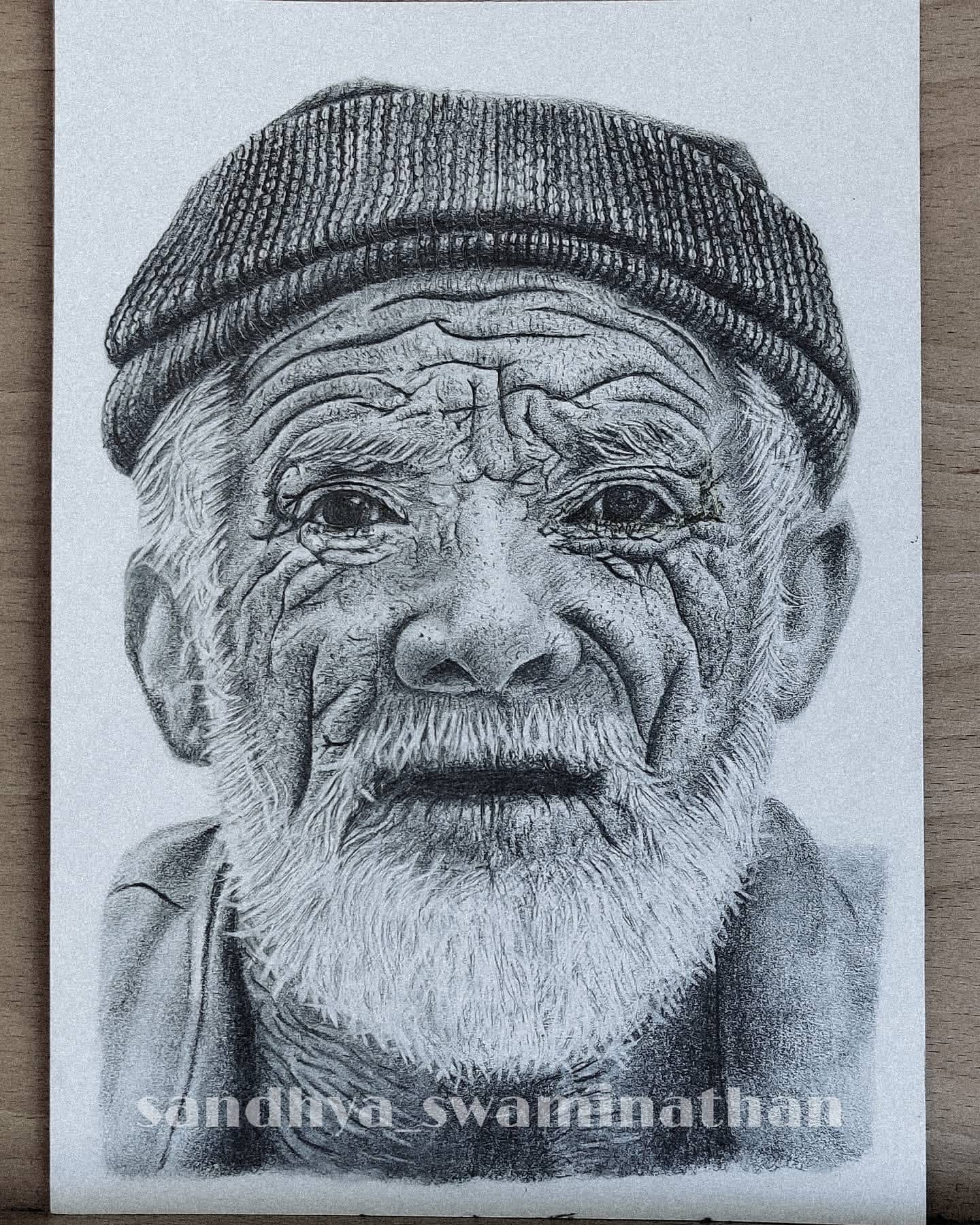 Old Man — pencil by Sandhya Swaminathan